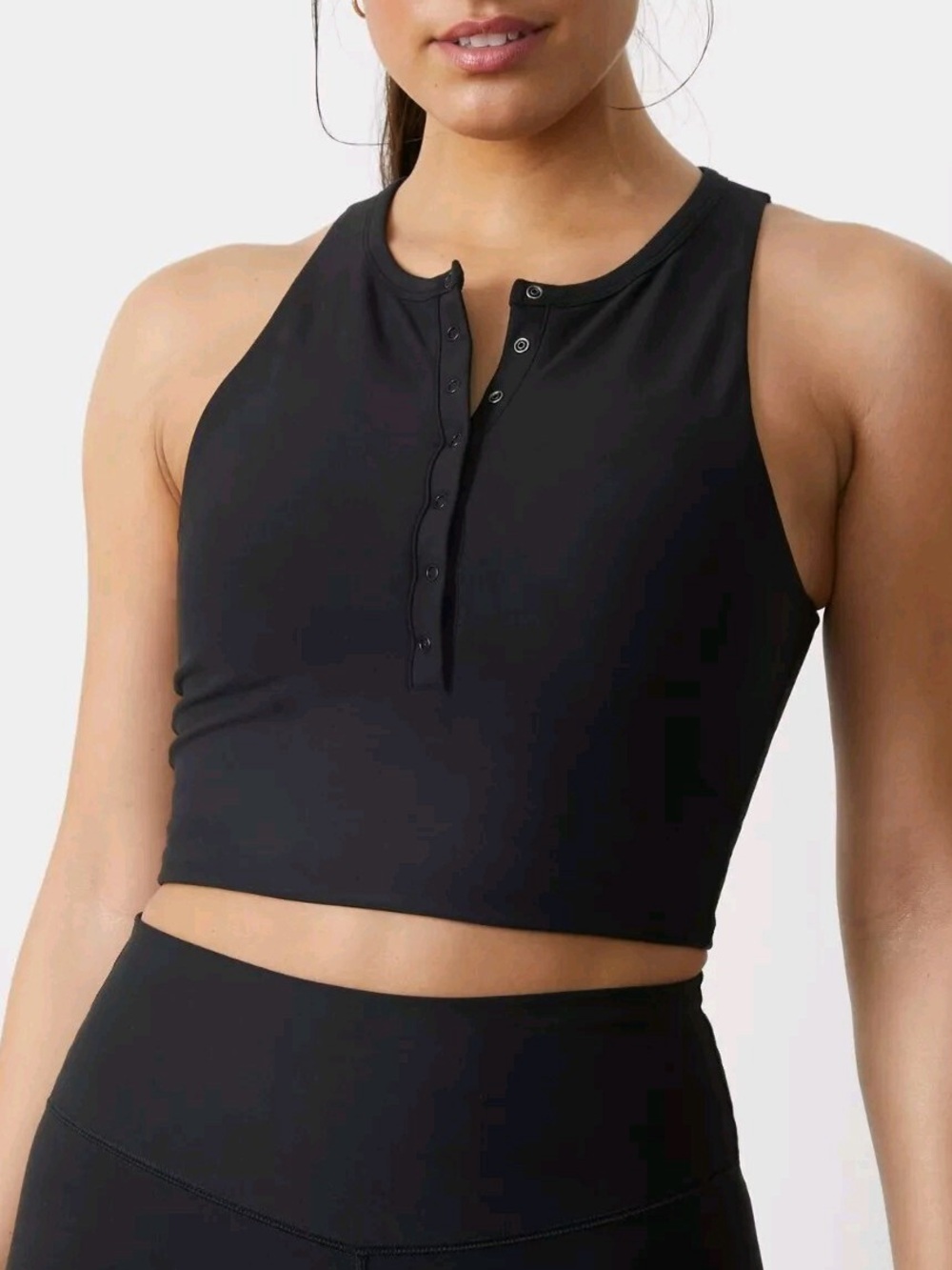 YPB sculptLUX Plunge Henley Slim Crop Tank